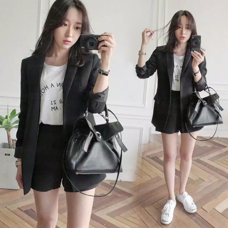ZL-NEW BLAZER WANITA KOREA/JAS WANITA CAUSAL-FORMAL/JAS WANITA KERJA-JAS HITAM WANITA
