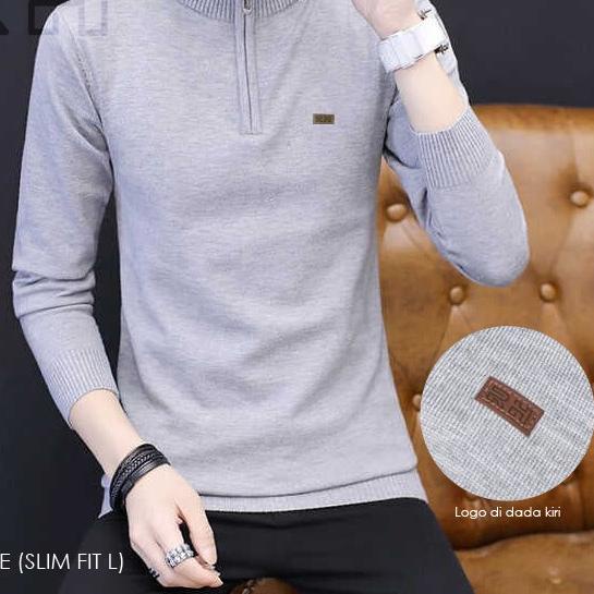 Baju rajut kerah tinggi zipper / Sweater turtleneck resleting RHcollections kerah tinggi zipper pria