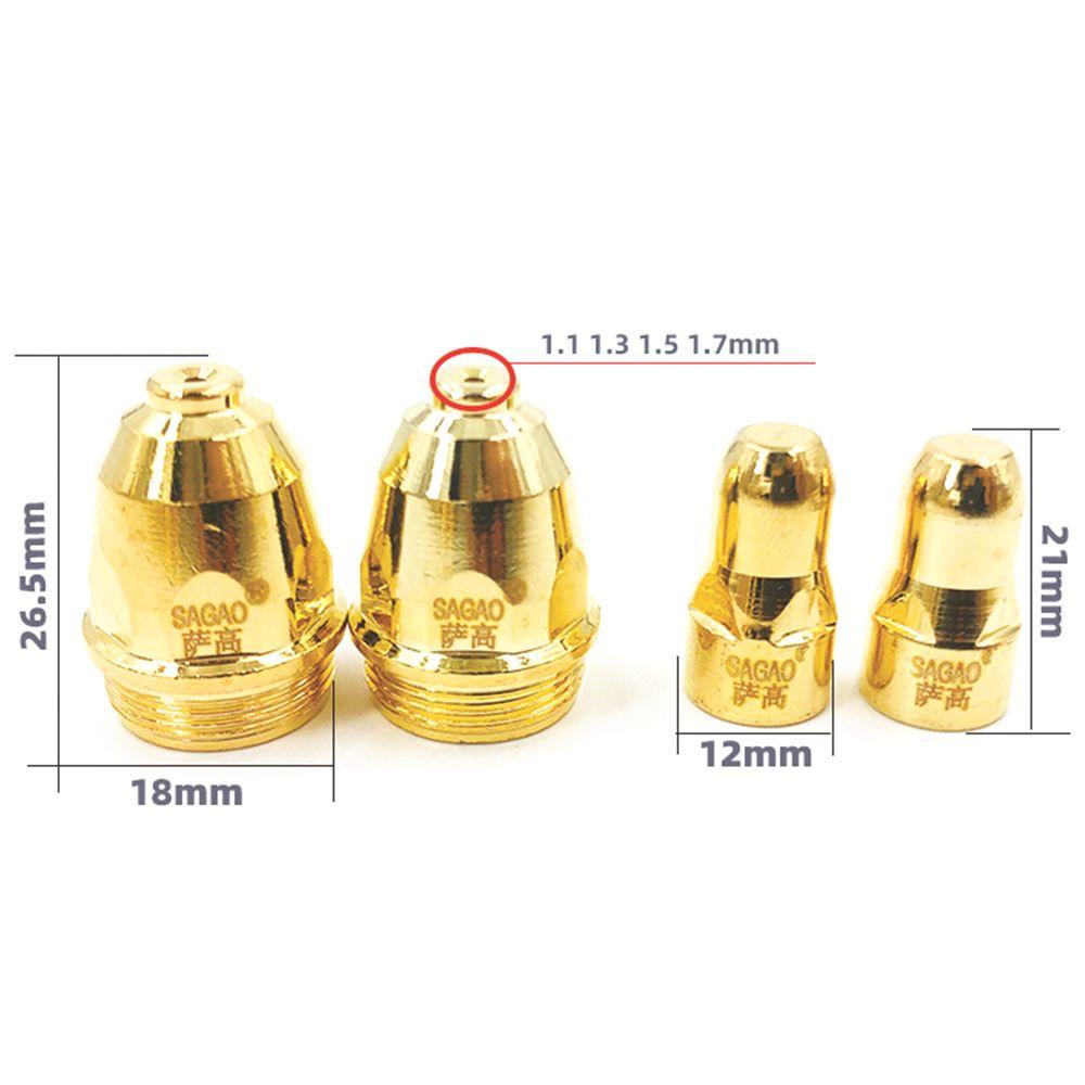 Populer 4pcs Plasma Welding Torch Majelis Kit Tembaga Nikel Disepuh 2.0 Hafnium Kawat Las Konsumsi Nozzle Menebal Dengan Elektroda