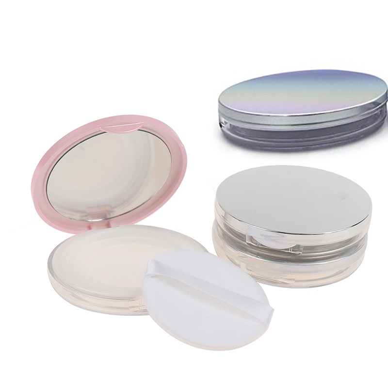 Kotak Jar Container Kosong Portable Dengan Cermin Puff Untuk Makeup