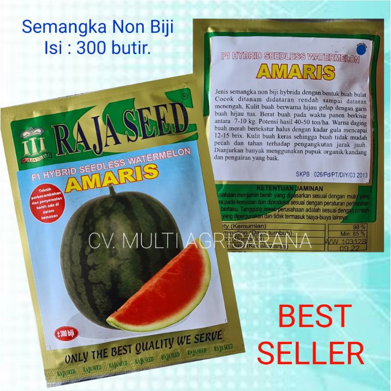 Isi 300 butir Benih Semangka Non Biji AMARIS F1 Hybrid