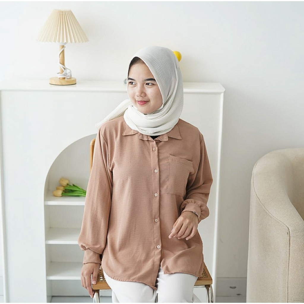 GFS AT VIVIAN OVERSIZE CRINCLE SHIRT KEMEJA ANTI KUSUT