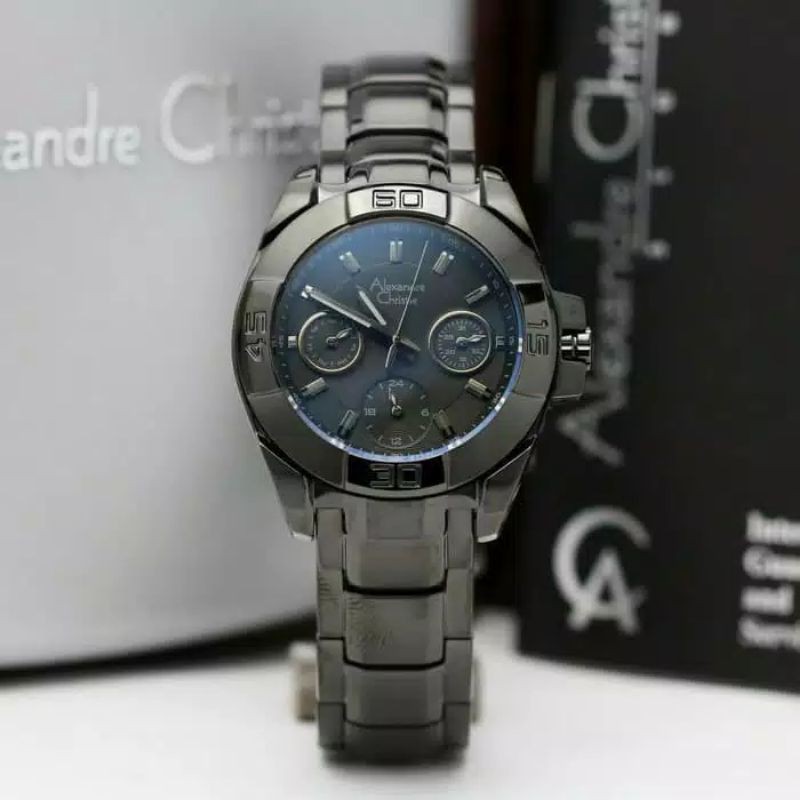 ALEXANDRE CHRISTIE WANITA AC 6224 MULTI CRONOGRAPH SPORT FULL BLACK. GARANSI 1 TAHUN