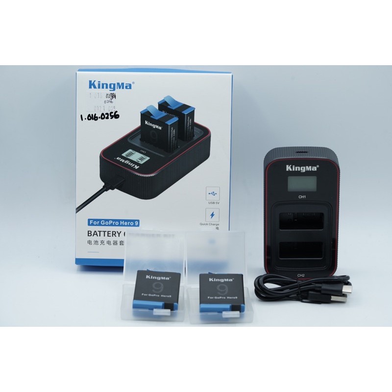 Kingma GoPro Hero 9 Baterai 2X AHDBT901 1720mAh &amp; LCD Dual Charger BM058-GP9 Set - SKU 1.016.0256