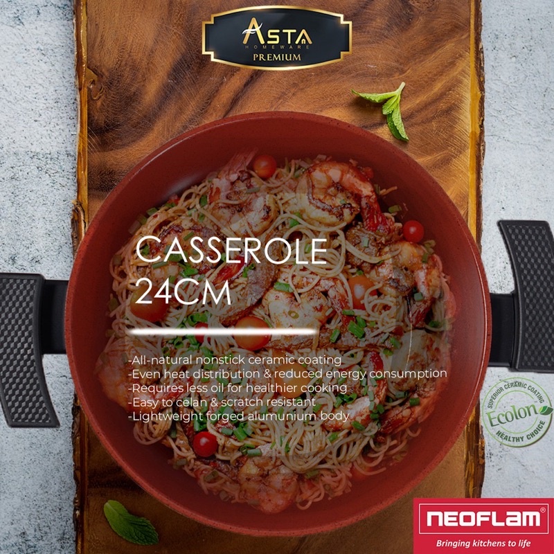 NEOFLAM Casserole Korea 24 cm Asta / Wajan Penggorengan / Anti Lengket / Premium / Soup Pan