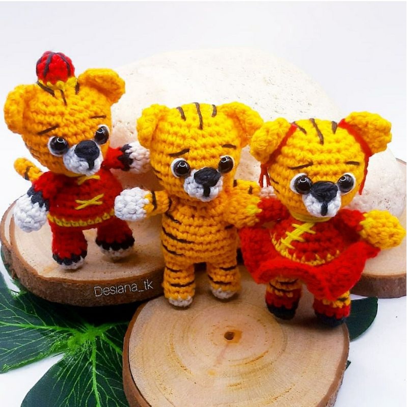 Gantungan kunci Imlek Macan/tiger | Boneka rajut Imlek Macan/Tiger | Dekorasi Imlek / Chinese New Ye