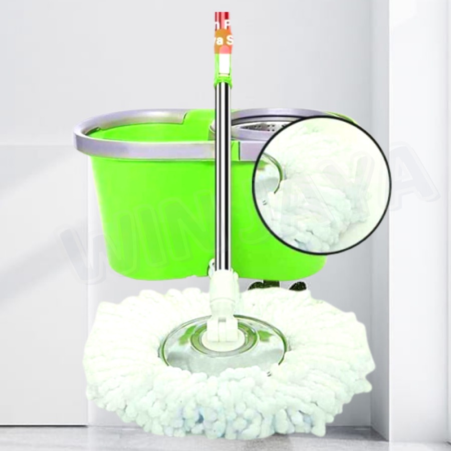 ALAT PEL LANTAI PUTAR MAGIC MOP STAINLESS SPIN DRY MICROFIBER