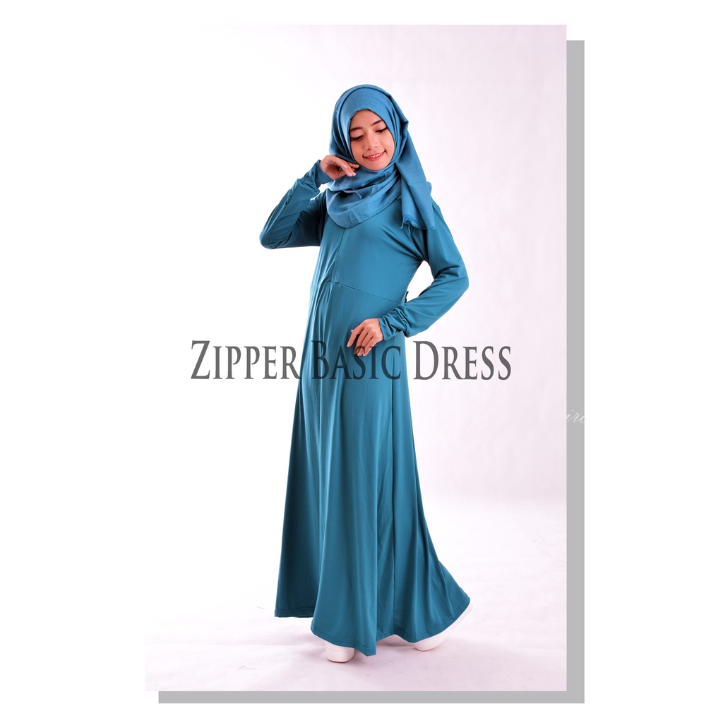 Gamis Polos Manset Gamis Dalaman Zipper Basic Dress Jersey Super Busui Friendly Griyaraditya Almira