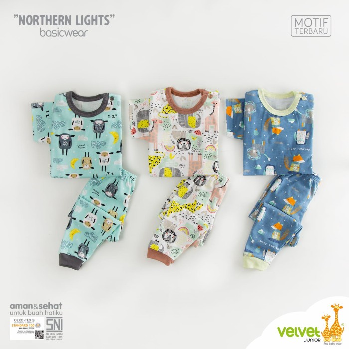 Pilih Motif | Velvet Junior CPR BRILLIANT BLUE Terbaru | Setelan Anak Kaos Celana Terbaru Open Basic Wear Piyama savanna soul northern light  RADIANT Magical Adventures