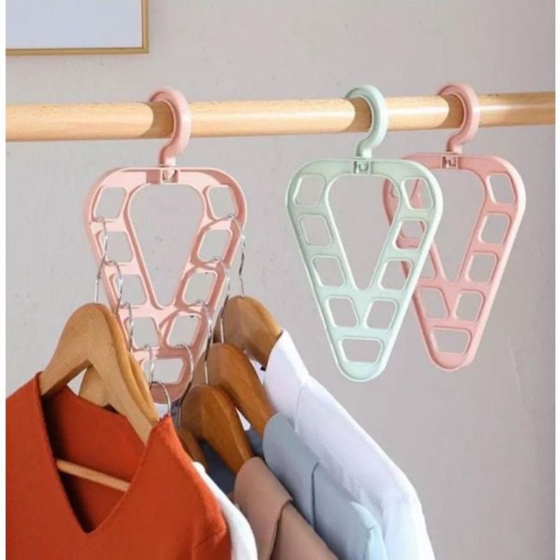 MAGIC HANGER 9IN1 BENTUK SEGITIGA / GANTUNGAN BAJU 9IN1 ROTATEBLE / GANTUNGAN SERBAGUNA 9IN1