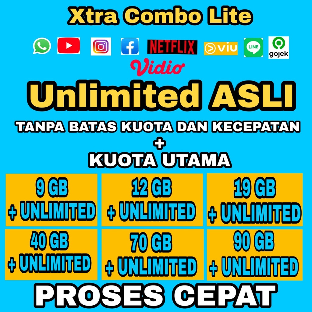 PAKET DATA XL UNLIMITED MURAHHH ISI ULANG KUOTA XL XTRA COMBO LITE UNLIMITED TURBO + FREE GRATIS YOU