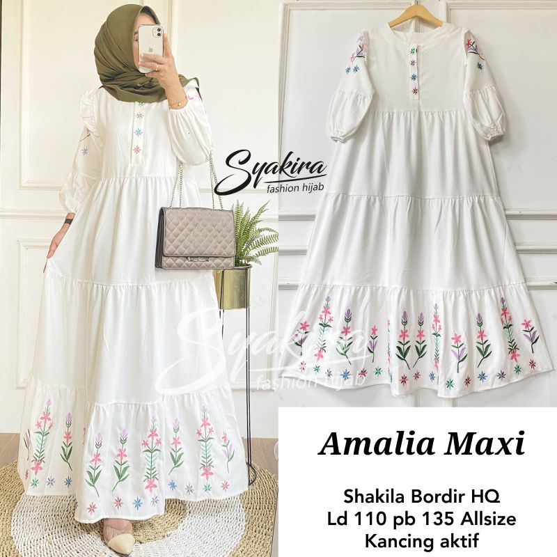 Amalia Maxi dress shakila bordir hq kancing aktif syakira