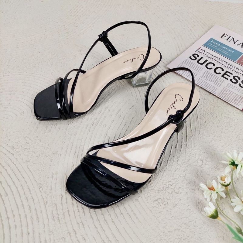 Carlene_heels kaca tali wanita/sandal hak kaca tali wanita