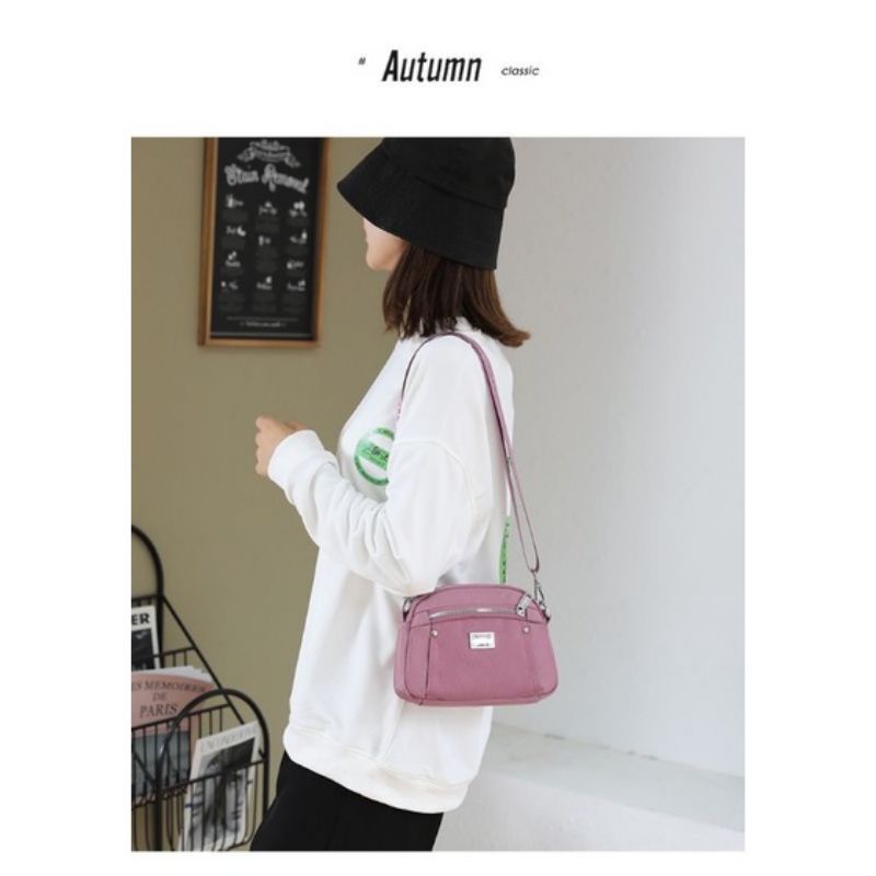 Tas Selempang Wanita Ori Chibao Bahan Kanvas Bordir Love Kode- L0141