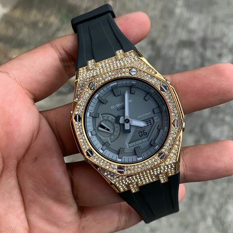 Jam casio g-shock GA2100 custom strap dan bezel