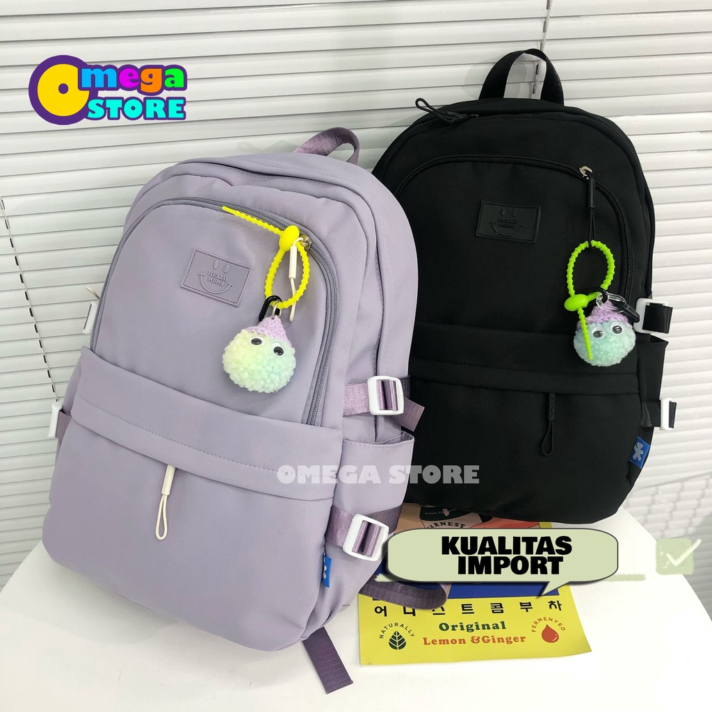 [O&amp;S] Tas Sekolah Anak SD SMP SMA Perempuan Free Gantungan Boneka Backpack Korea Fashion-OS248