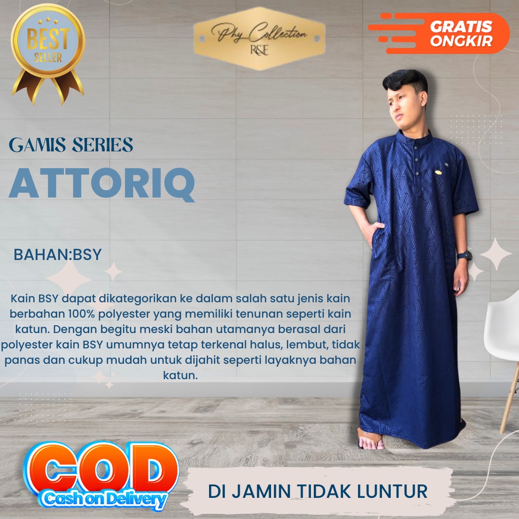 Baju Jubah Gamis pria Laki Laki Dewasa Lengan Pendek Model Haromain Al haramain Ukuran S M L XL XXL XXXL [ATTORIQ]