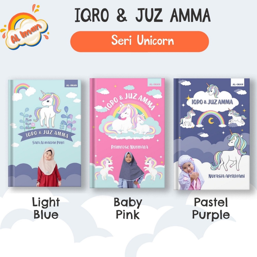 Iqro Juz Amma GRATIS Custom NAMA dan FOTO Anak Buku Iqro Anak Buku Iqra Juz Amma Softcover Milenial