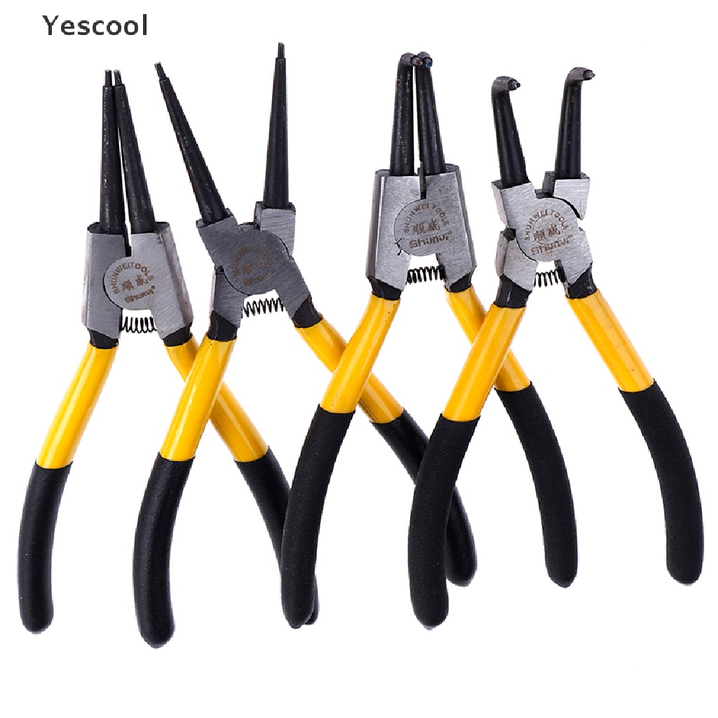 Yescool 1Pc Tang snap ring Kombinasi 7 &quot;Model Lurus / Lengkung