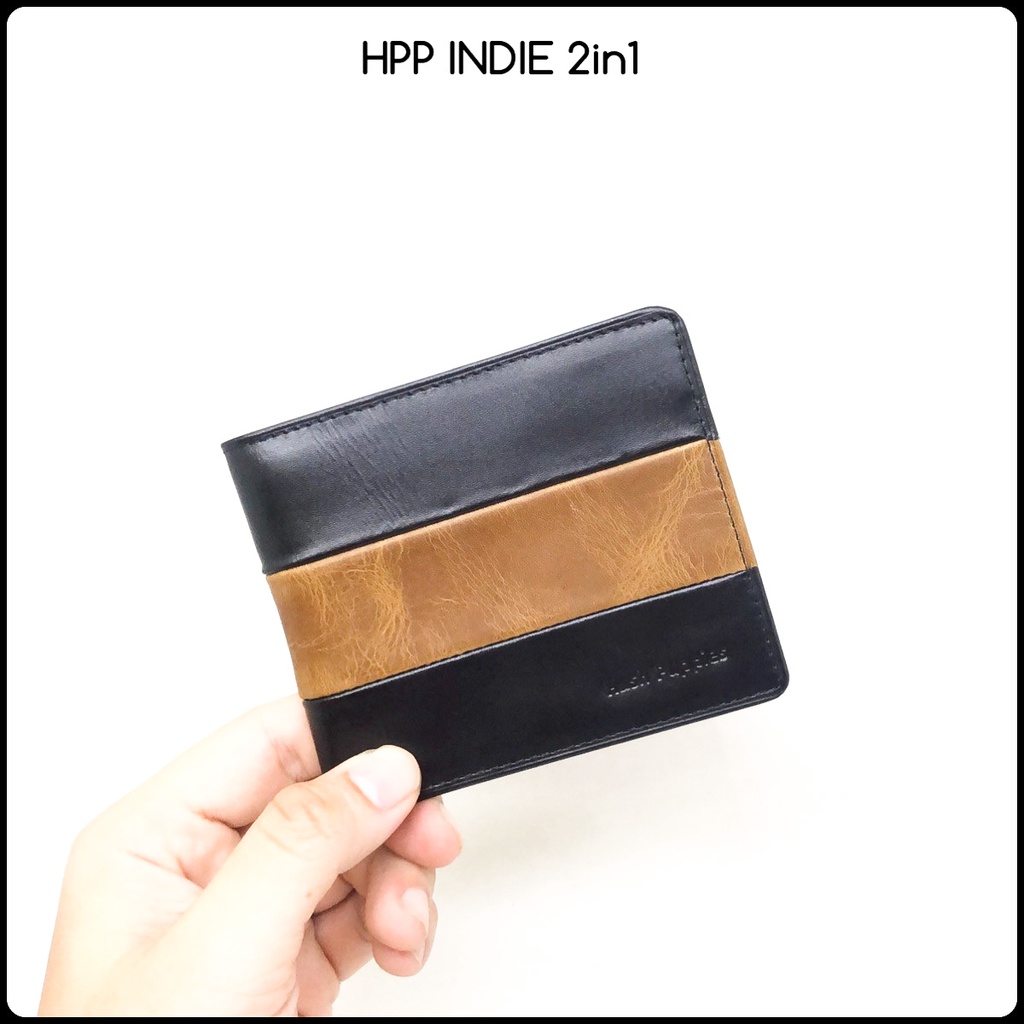 dompet kulit laki Hushpuppies Indie 2in1 premium quality bahan kulit dapat dompet mini card slim