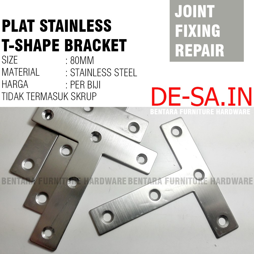 80MM Plat T-Shape Stainless Steel - Bracket Flat Reparasi Joint Fixing Repair