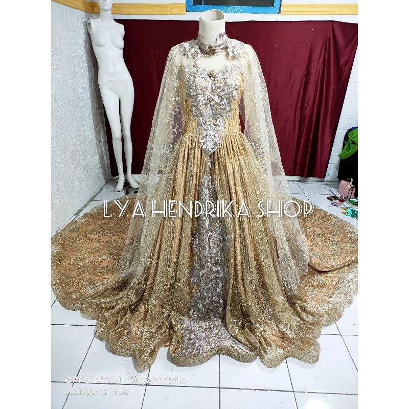 Gaun pengantin candy ekor Payet+peplum