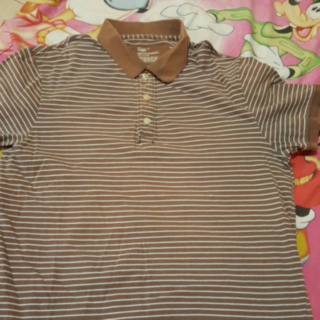 Kaos polo gap coklat garis