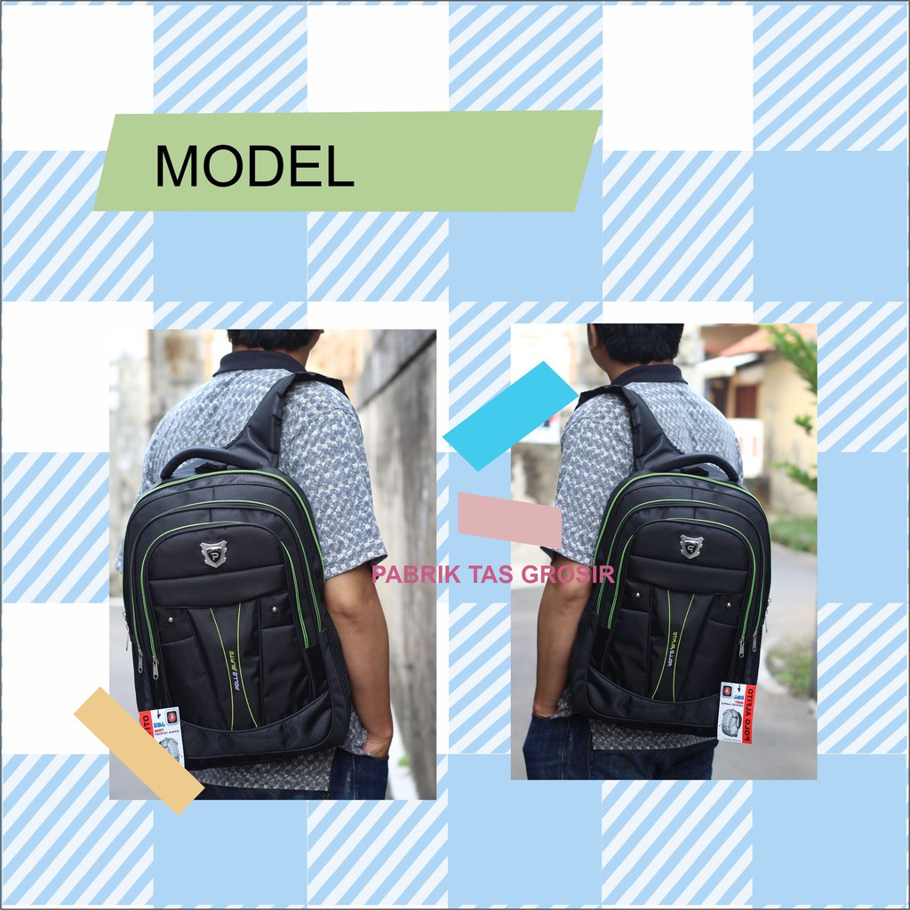 Tas Polo Pria Original Ransel Gendong Polo Alfito Bordir Tas Laptop Sekolah SMP SMA Backpack Punggung Pria Keren Tas Kerja Dinas Ransel Ngaji Rohis Model Bordir Tas Laptop 16 inch