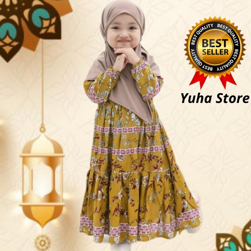 Baju hari raya anak anak Setelan anak kecil Vanilla Kids Setelan Gamis Muslim Syari Anak Terlaris