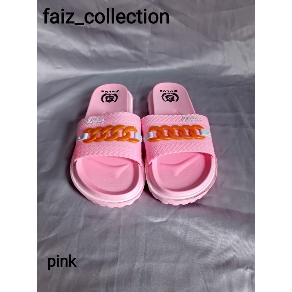 Sandal Selop Wanita Motif Rantai Dulux , Bahan Karet