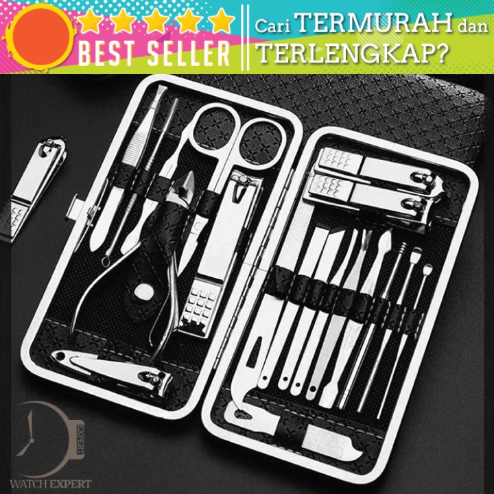 Bisa COD Alat Set Gunting Kuku Nail Art Manicure Pedicure 19 PCS - Inai i7000D