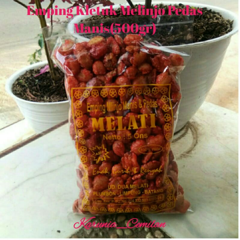 

Emping Melinjo Kletuk Pedas Manis Matang 500gr Asli produk limpung Batang