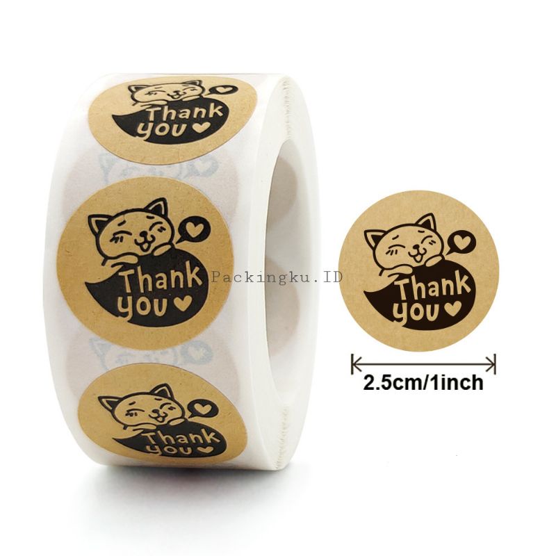 [Kecil 2.5cm] Sticker Label Thank You | Segel Roll 500 pc-tyc- cat