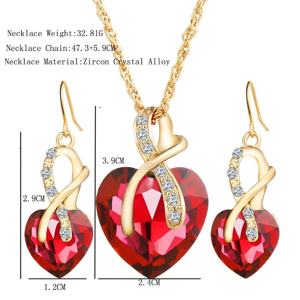 Lily Set Perhiasan Klasik Alloy Kristal Pernikahan Cinta Hati