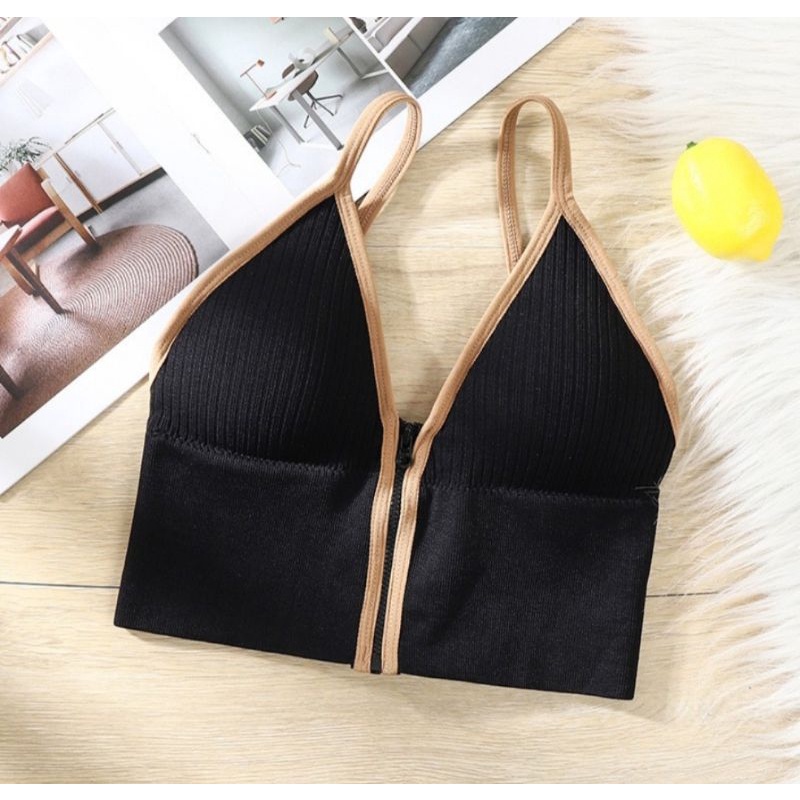 Sport Bra BH Korea Wanita Push up Model Resleting Tank Top Bra Tanpa Kawat