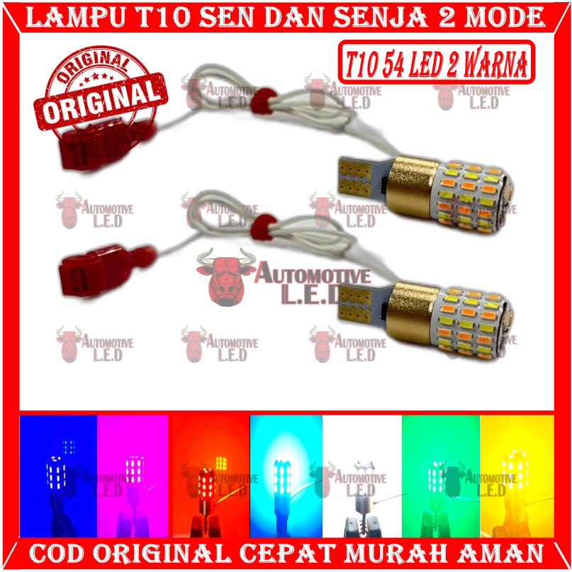 ORIGINAL LAMPU LED T10 54 MATA LED DAJJAL 2 IN 1 2 WARNA LAMPU SENJA MOTOR LAMPU SEIN MOTOR