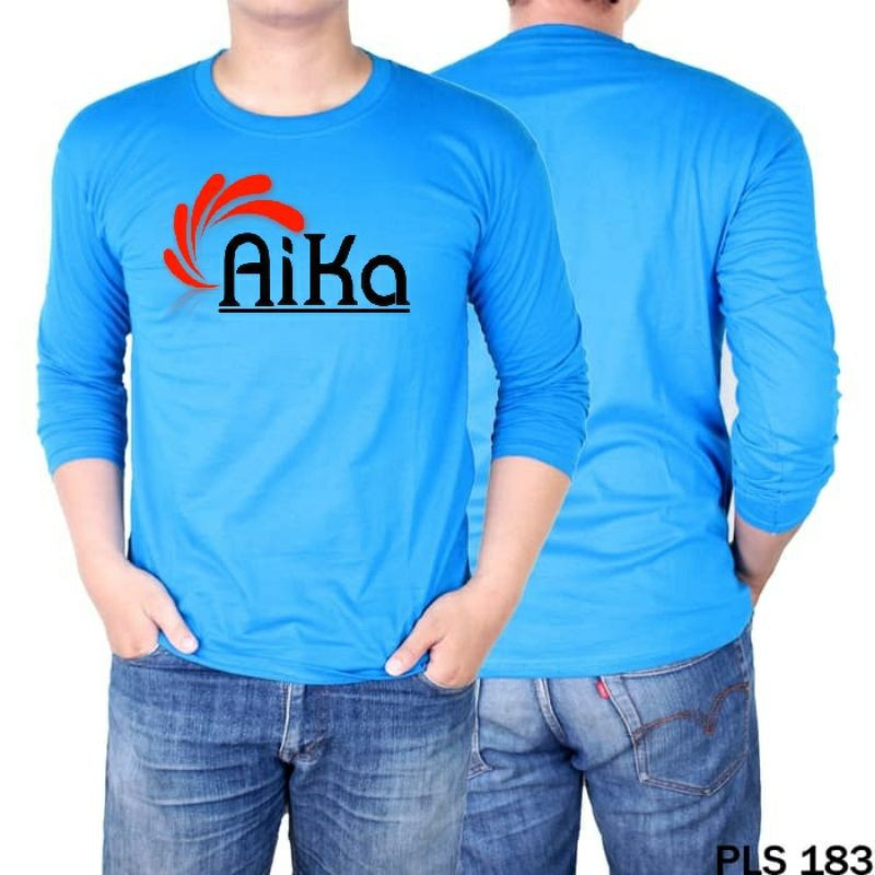 Kaos Polos Lengan Panjang Biru Turkis Combed 30 S
