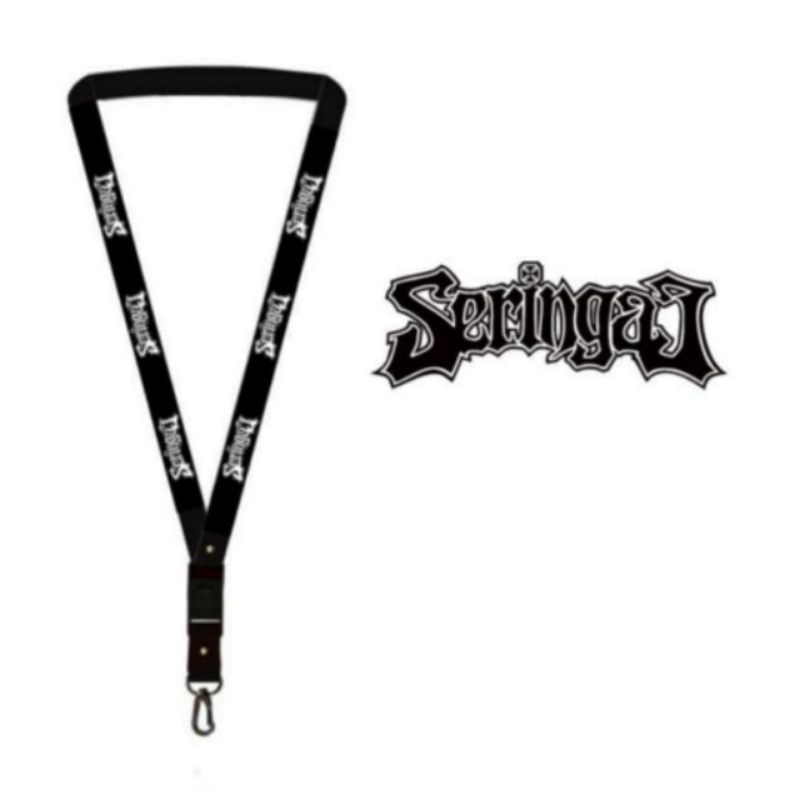 

lanyard gantungan SERINGAI band logo/kunci/tulisan/tali kartu nama/flashdisk/key/kartu nama/idcard/hp