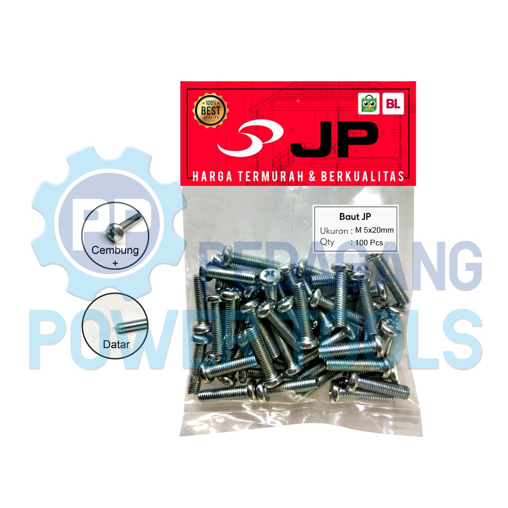 BAUT JP M 5 x 20 MM - SEKRUP SKRUP BAUT JP 5x20 M5 x 20 ISI 100 PCS