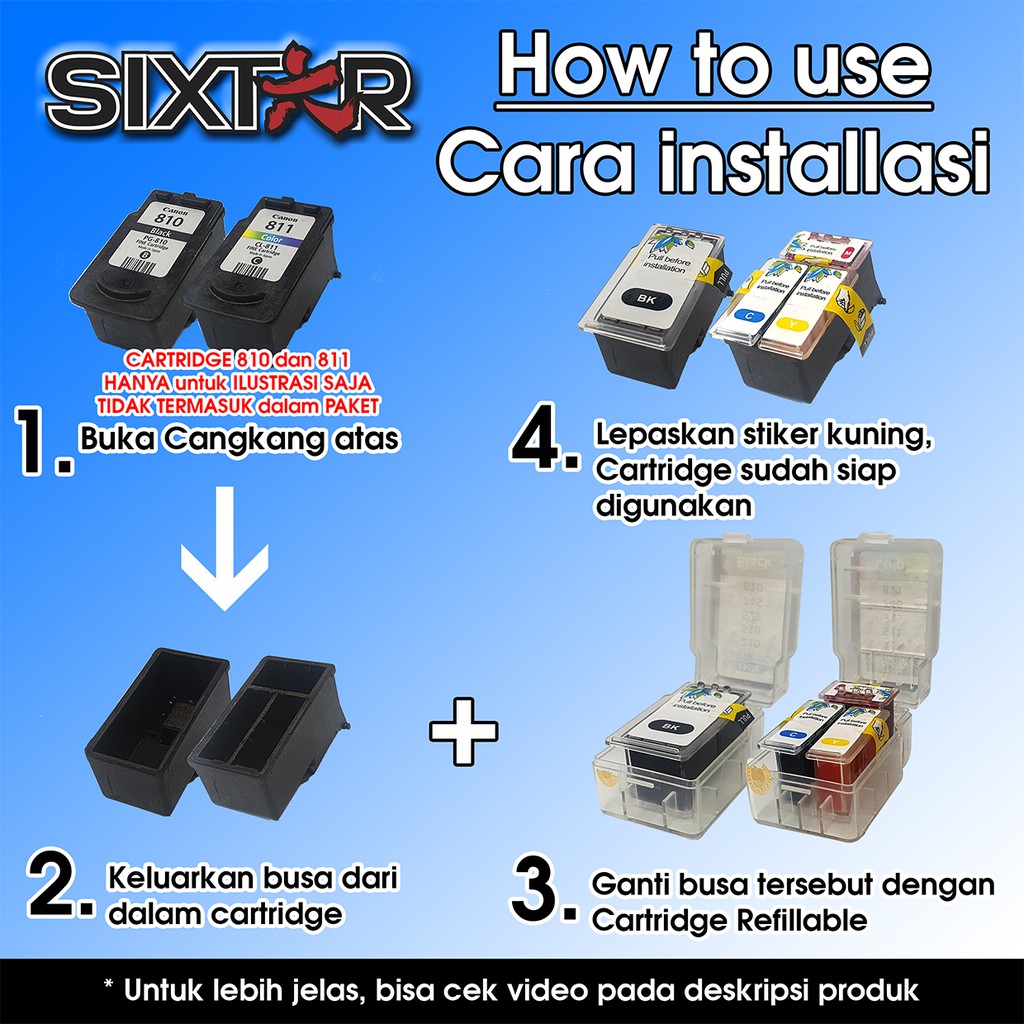 Paket Canon PG740 dan CL741 ATAU 88 dan 98 Refillable Cartridge Kosongan