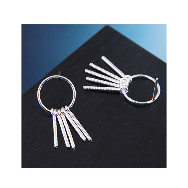 LRC Anting Tusuk Fashion Silver 925 Silver Needle Copper Tassel Earrings A59928