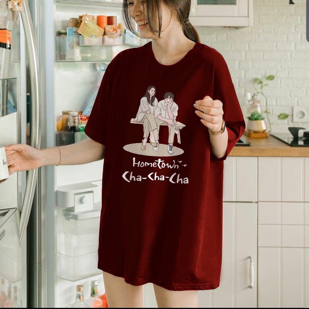 MYSTIQUE.ID-BAJU KAOS HOMETOWN CHA-CHA-CHA T-SHIRT LUCU DAN AESTHETIC