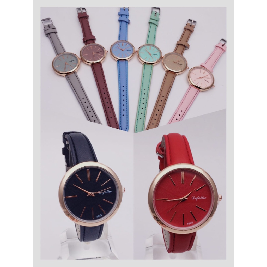 Jam Tangan fashion Elegant Wanita Tali Kulit Cantik Smart Kasual Aksesoris Wanita Pesta