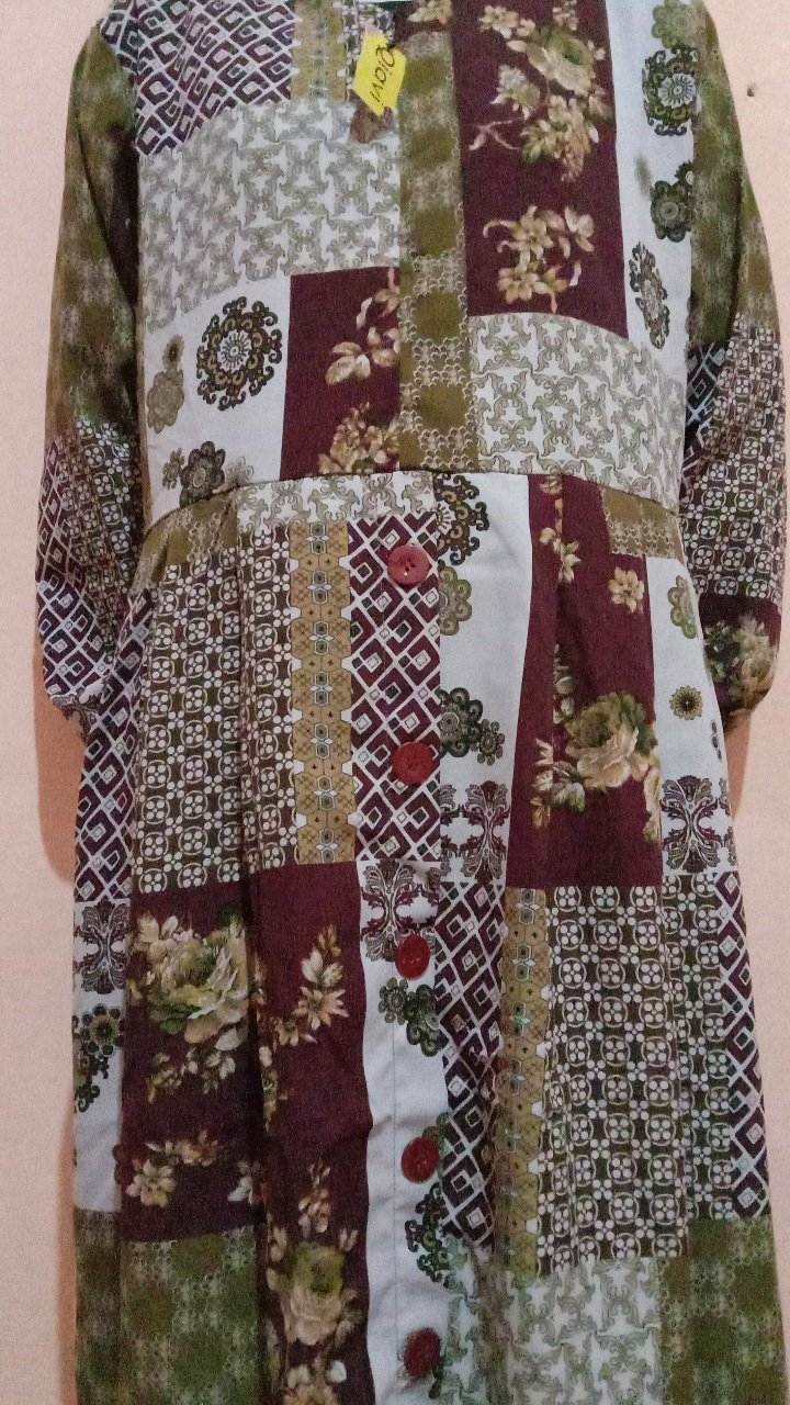 Syila Maxi - Gamis Motif Abstrak Batik Ld 104 Xl Bahan Wolpeach Murah Berkualitas Deen.id Masila