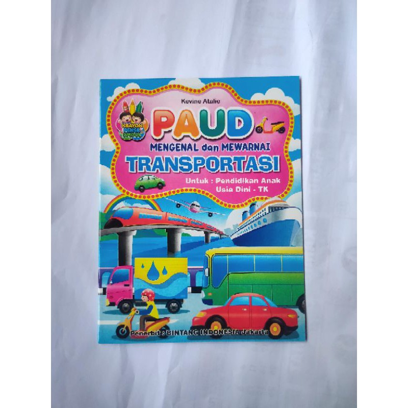 Buku PAUD mengenal dan mewarnai transportasi