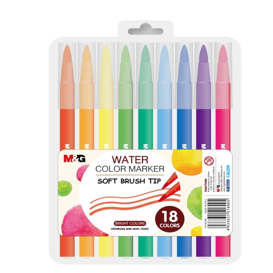 M&amp;G Soft Brush Water Color Pen Washable 18 Color - ACP92168