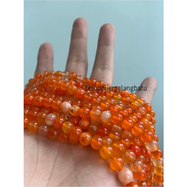 bahan carnelian orange muda 6mm oren aksesoris bracelet necklackle bahan kalung gelang anting strap mask kerajinan tangan craft citayam fashion week etink vintage elegan bali