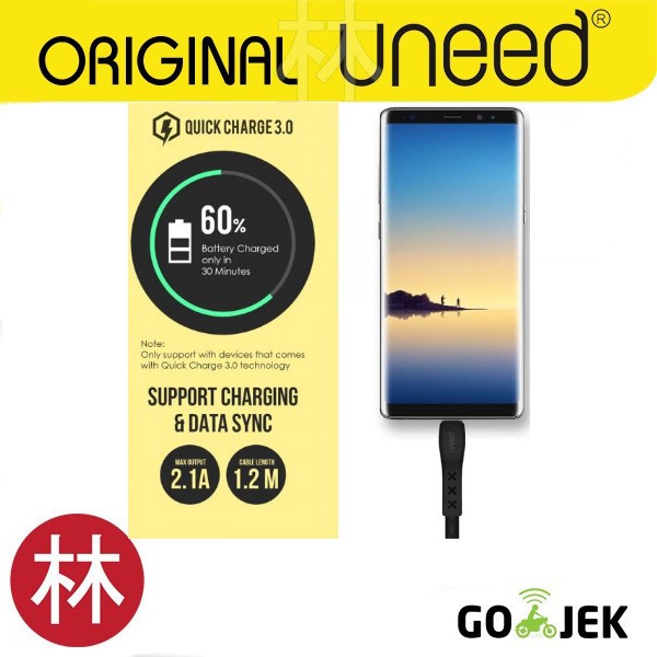 UNEED UCB36C Time Control Kabel Data Type C Quick Charge 3.0 Max 2.1A