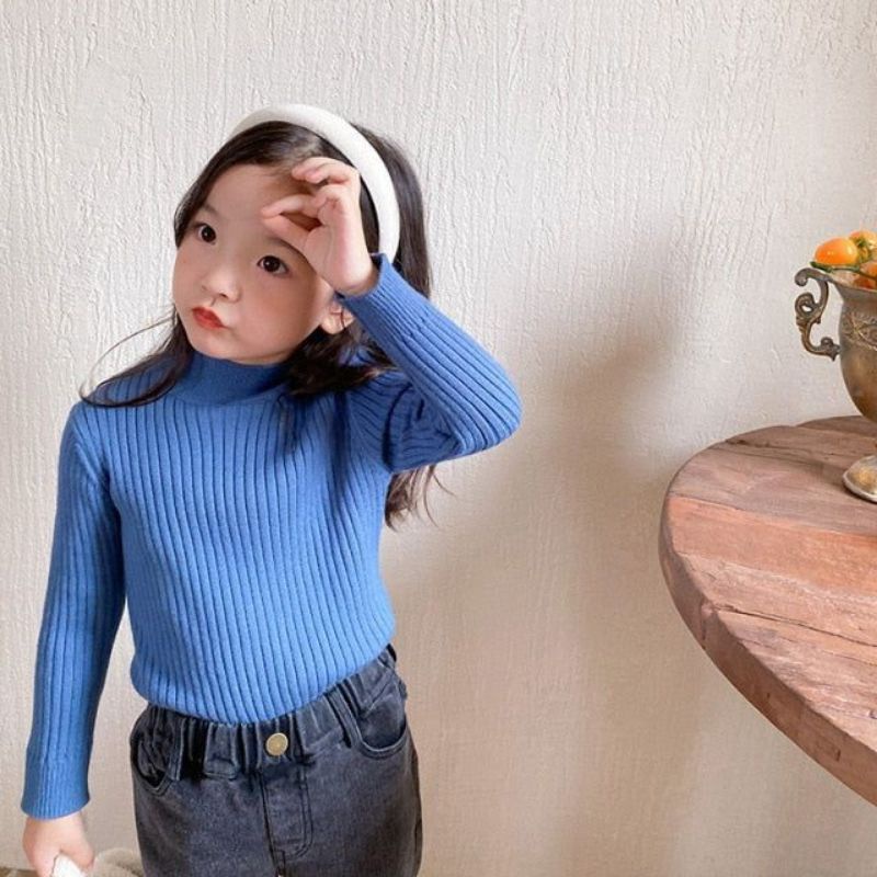 Atasan Rajut Anak ala Korea OOTD Atasan Rajut Berhijab Baju Rajut Anak Perempuan Lengan Panjang || Atasan Lengan Panjang Anak Perempuan Korea Style (ALL SIZE) 1-2 Tahun