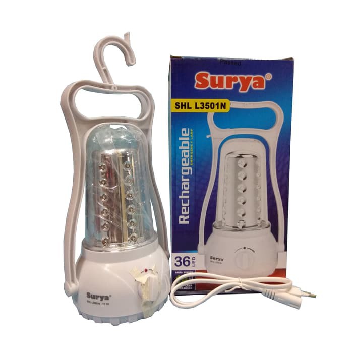 Surya Lampu Emergency Petromak SHL L3501N SMD 36 LED Lamp Light Led with Dimmer Switch Rechargeable